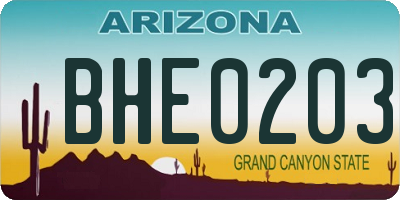 AZ license plate BHE0203