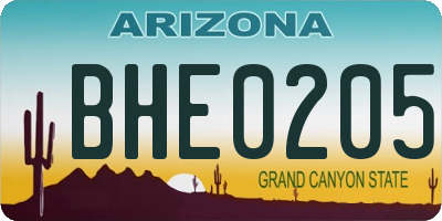 AZ license plate BHE0205