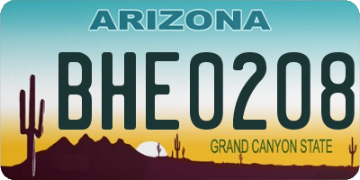 AZ license plate BHE0208