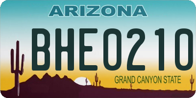 AZ license plate BHE0210