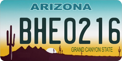 AZ license plate BHE0216