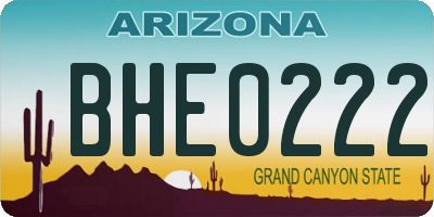 AZ license plate BHE0222