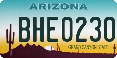 AZ license plate BHE0230
