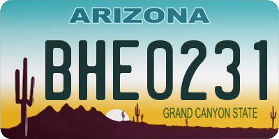 AZ license plate BHE0231