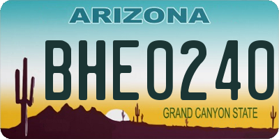 AZ license plate BHE0240