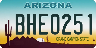 AZ license plate BHE0251
