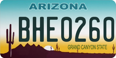 AZ license plate BHE0260