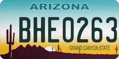 AZ license plate BHE0263