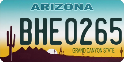 AZ license plate BHE0265