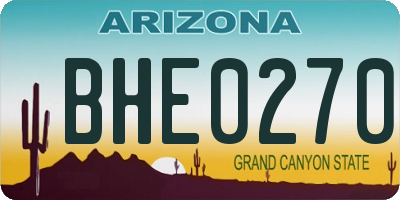 AZ license plate BHE0270