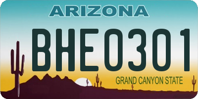 AZ license plate BHE0301