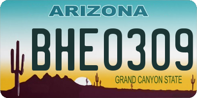 AZ license plate BHE0309