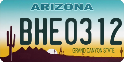 AZ license plate BHE0312