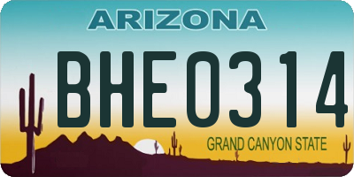 AZ license plate BHE0314