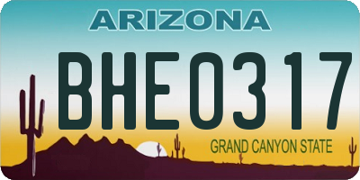 AZ license plate BHE0317