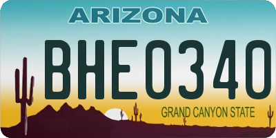 AZ license plate BHE0340
