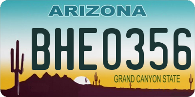 AZ license plate BHE0356