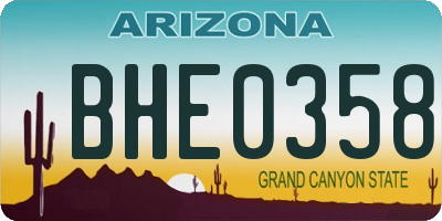AZ license plate BHE0358