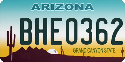 AZ license plate BHE0362