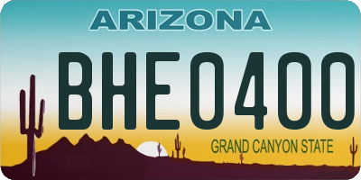 AZ license plate BHE0400