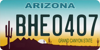 AZ license plate BHE0407