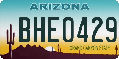 AZ license plate BHE0429