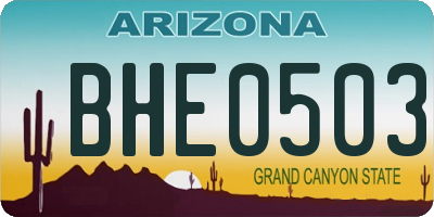 AZ license plate BHE0503