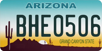 AZ license plate BHE0506