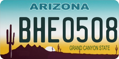 AZ license plate BHE0508