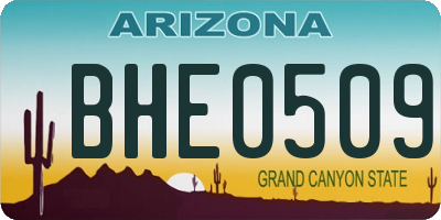 AZ license plate BHE0509