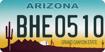AZ license plate BHE0510