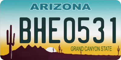 AZ license plate BHE0531