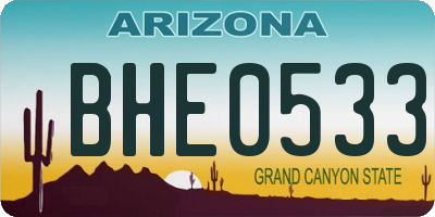 AZ license plate BHE0533