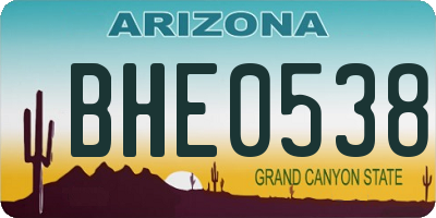 AZ license plate BHE0538