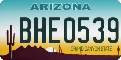 AZ license plate BHE0539