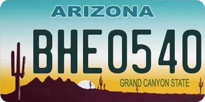 AZ license plate BHE0540