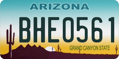 AZ license plate BHE0561