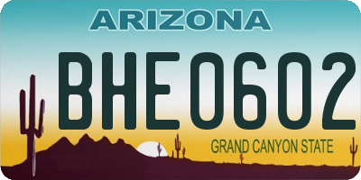 AZ license plate BHE0602