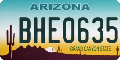 AZ license plate BHE0635