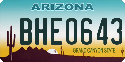 AZ license plate BHE0643