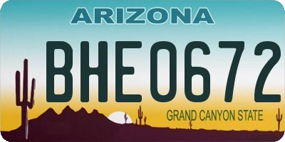 AZ license plate BHE0672