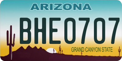 AZ license plate BHE0707