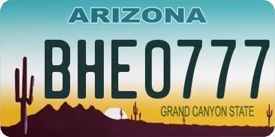 AZ license plate BHE0777
