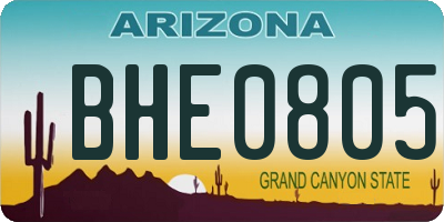 AZ license plate BHE0805