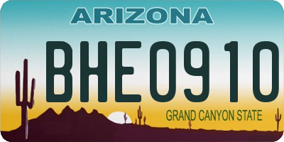 AZ license plate BHE0910
