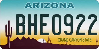 AZ license plate BHE0922
