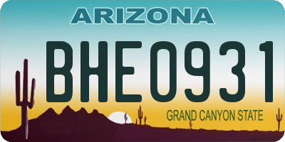 AZ license plate BHE0931