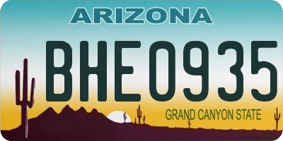 AZ license plate BHE0935