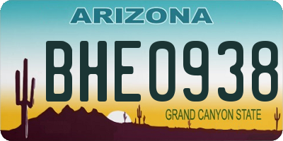 AZ license plate BHE0938