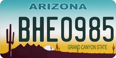 AZ license plate BHE0985